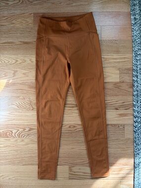 girlfriend collective full length orange gold yellow active compressive leggings